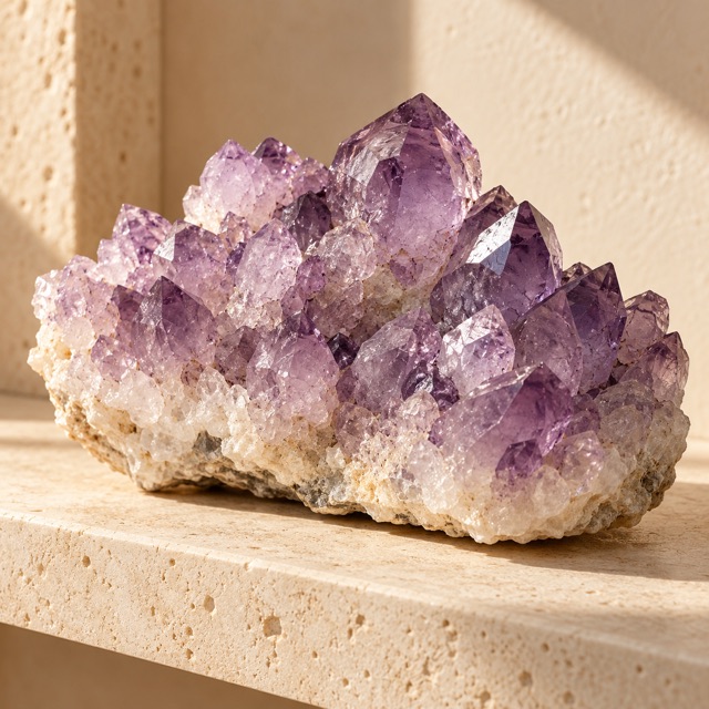 Illustrative natural violet amethyst display cluster